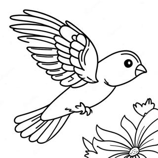 Colorful Bird in Flight Coloring Page | Bird Flying 塗色頁