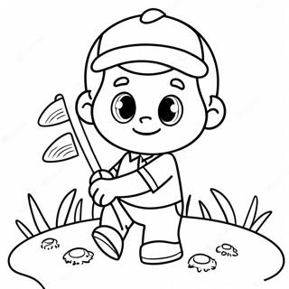 Cute Cartoon Golfer Coloring Page