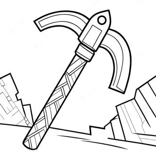 Colorful Minecraft Pickaxe Coloring Page