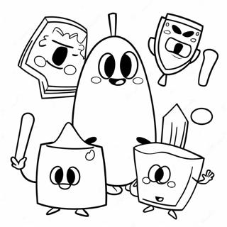 BFDI Characters in Action Coloring Page | BFDI 塗色頁