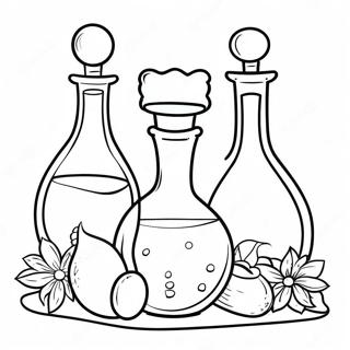 Mysterious Potion Bottles Coloring Page