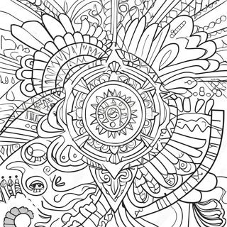 Colorful Indigenous Symbols Coloring Page