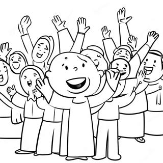 Joyful Worship Scene Coloring Page | Praise and Worship 塗色頁