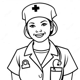 Nurse in Scrubs Coloring Page