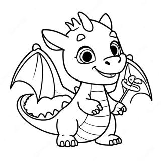 Happy Baby Dragon Playing Coloring Page | Baby Dragon 塗色頁