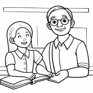 Friendly Teacher with Students Coloring Page | Cute Teacher 塗色頁