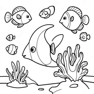 Colorful Coral Reef Underwater Coloring Page | Underwater Ocean for Adults 塗色頁