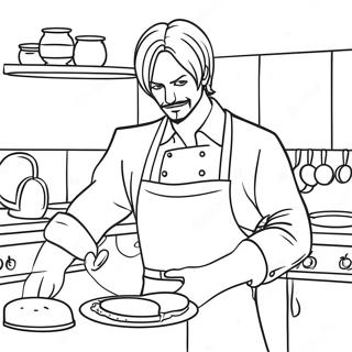 Sanji Cooking Delicious Meals Coloring Page | Sanji 塗色頁