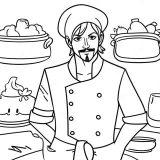 Sanji in Stylish Chef Outfit Coloring Page | Sanji 塗色頁