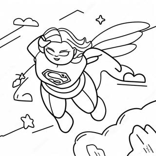 Supergirl Flying in the Sky Coloring Page | Supergirl 塗色頁