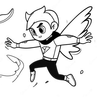 Danny Phantom Flying in Ghost Form Coloring Page | Danny Phantom 塗色頁