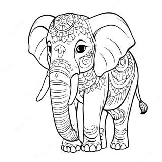 Majestic Elephant Coloring Page | Hard Animals 塗色頁