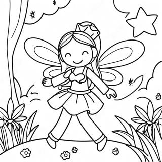 Magical Fairy in a Garden Coloring Page