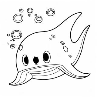 Cartoon Stingray Swimming Coloring Page | Stingray 塗色頁