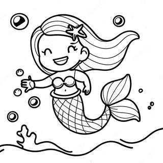 Black Mermaid Underwater Scene Coloring Page