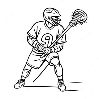 Lacrosse Player in Action Coloring Page | Lacrosse 塗色頁