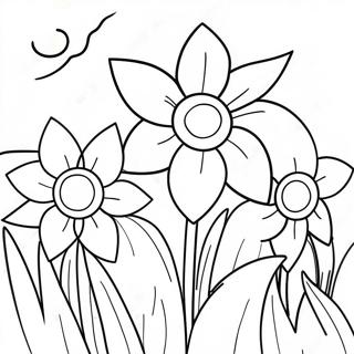 Beautiful Daffodil Garden Coloring Page | Daffodil 塗色頁