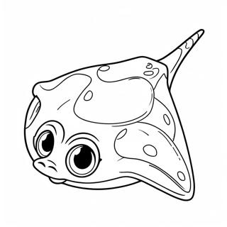 Cute Sting Ray with Big Eyes Coloring Page | Sting Ray 塗色頁