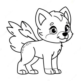 Baby Wolf with Colorful Wings Coloring Page | Baby Wolf with Wings 塗色頁