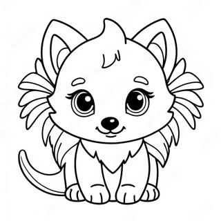 Cute Baby Wolf with Sparkling Wings Coloring Page | Baby Wolf with Wings 塗色頁