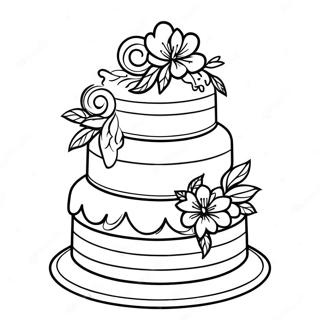 Multi-Tiered Wedding Cake Coloring Page | Wedding Cake 塗色頁