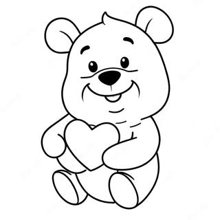 Winnie the Pooh Holding a Heart Coloring Page | Winnie the Pooh Holding a Heart 塗色頁