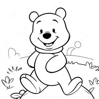 Winnie the Pooh with a Big Smile Coloring Page | Winnie the Pooh Holding a Heart 塗色頁