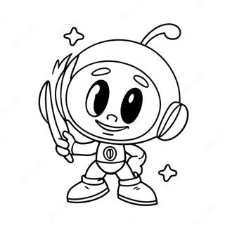 Marvin the Martian with Rocket Coloring Page | Marvin the Martian 塗色頁