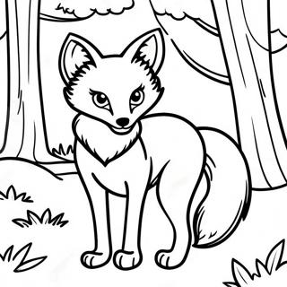 Realistic Fox in a Forest Coloring Page | Realistic Fox 塗色頁