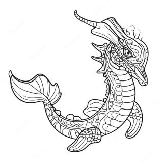 Majestic Sea Dragon Swimming Coloring Page | Sea Dragon 塗色頁