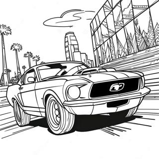Ford Mustang Racing in Action Coloring Page | Ford Mustang 塗色頁