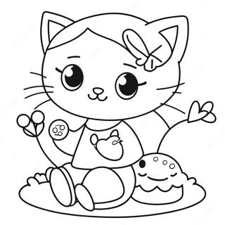 Kawaii Girl with Cute Cat Coloring Page | Kawaii Girl 塗色頁