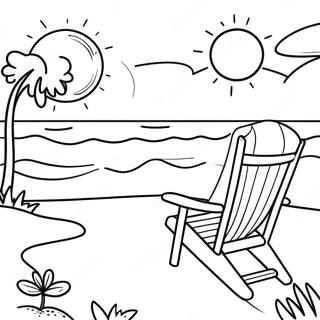 Sunny Beach Day Coloring Page | Summer Fun for Preschoolers 塗色頁