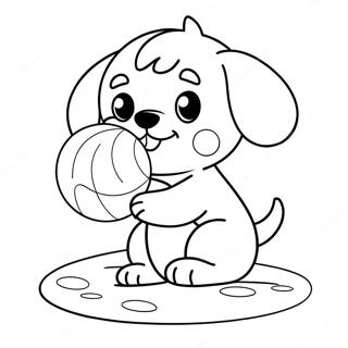 Cute Puppy Playing with a Ball Coloring Page | Realistic Puppy 塗色頁