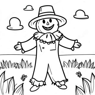 Funny Scarecrow in the Field Coloring Page | Scarecrow 塗色頁