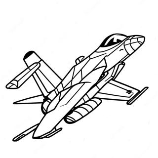 F18 Fighter Jet in Flight Coloring Page | F18 Fighter Jet 塗色頁