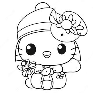 Hello Kitty in Festive Santa Hat Coloring Page | Merry Christmas Hello Kitty 塗色頁