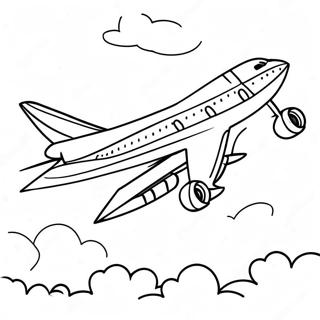 747 Airplane Flying High Coloring Page | 747 Airplane 塗色頁