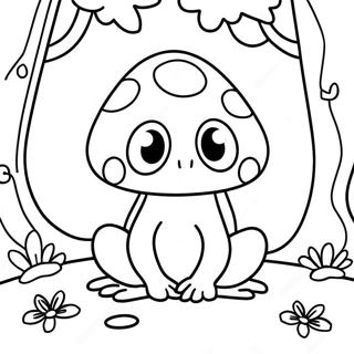 Adorable Mushroom Frog in a Forest Coloring Page | Cute Mushroom Frog 塗色頁