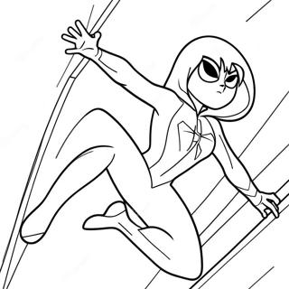 Spider Gwen Action Pose Coloring Page | Spider Gwen 塗色頁