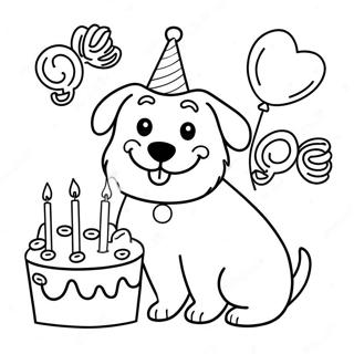 Dog Birthday Party Coloring Page | Dog Birthday 塗色頁