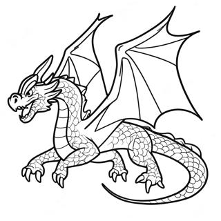 Majestic Fire Dragon Flying Coloring Page | Fire Dragon 塗色頁