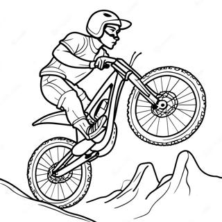 Cool Mountain Biker Jumping Coloring Page | Mountain Bike 塗色頁