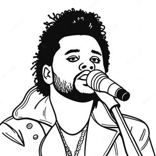 The Weeknd Performing on Stage Coloring Page | The Weeknd 塗色頁