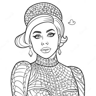 Lady Gaga in Sparkly Outfit Coloring Page | Lady Gaga 塗色頁