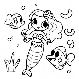 Little Mermaid 2 Ariel with Friends Coloring Page