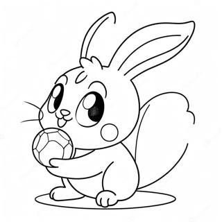 Cute Scorbunny Playing with a Ball Coloring Page | Scorbunny 塗色頁
