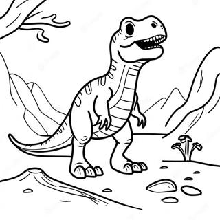 T-Rex Fossil Excavation Coloring Page | Dinosaur Fossil 塗色頁