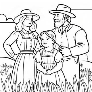 Pioneer Family in the Prairie Coloring Page | Pioneer 塗色頁