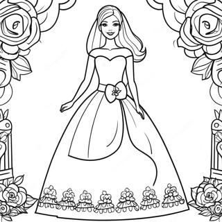 Wedding Barbie in a Beautiful Dress Coloring Page | Wedding Barbie 塗色頁